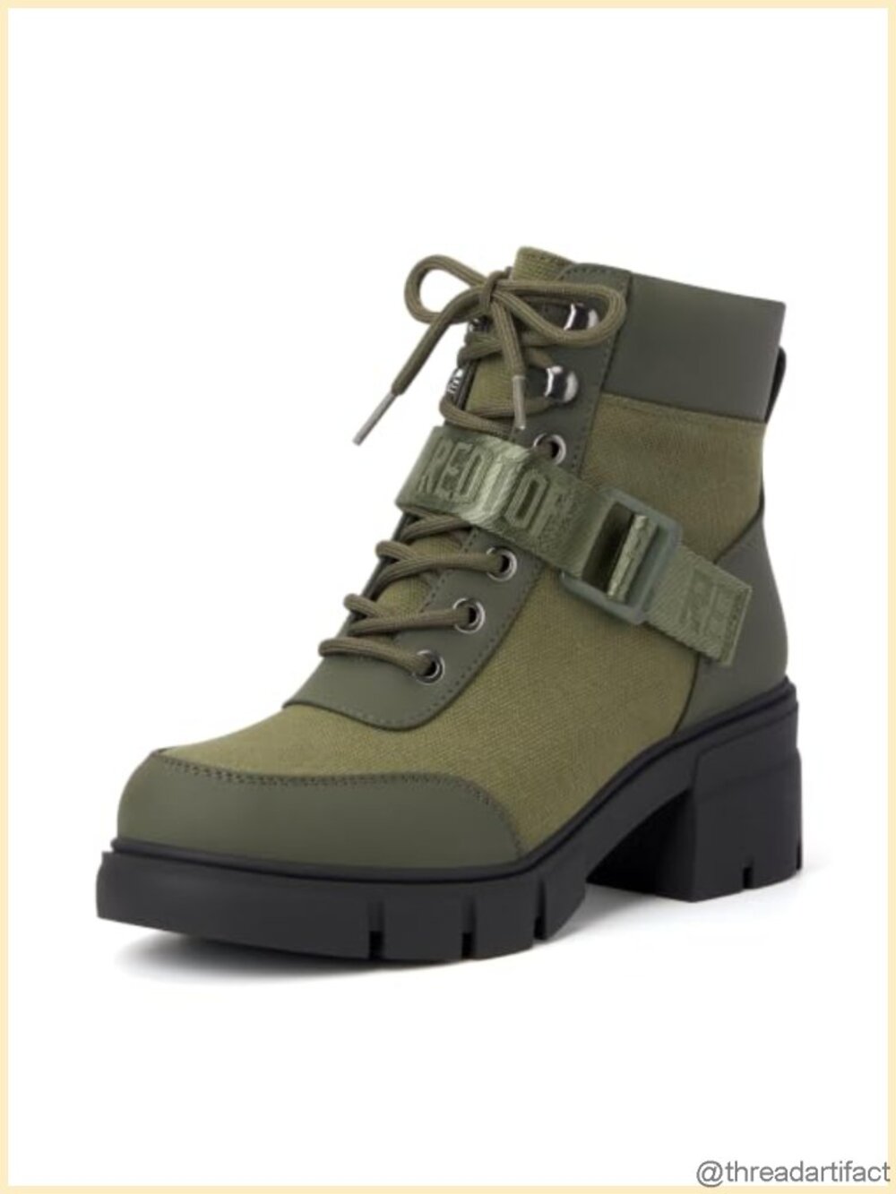 Women's Combat Boots Chunky Lug Sole Lace-Up Ankle Boots Faux Fur Canvas